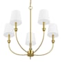 Prominence Home Billet 5 Light 26" Wide Chandelier with Cotton Shades Brushed Gold