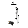 Pulse Refuge Pressure Balanced Shower System with Shower Head, Hand Shower, Slide Bar, and Hose Matte Black