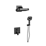 Pulse Milan Pressure Balanced Shower System with Shower Head, Hand Shower, Slide Bar, and Hose Matte Black