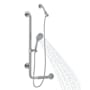 Pulse Ergo 2.5 GPM Multi-Function Handshower with Ergonomic Left-Handed Grab Bar - Less Valve and Trim Brushed Stainless Steel