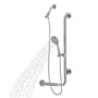 Pulse Ergo 2.5 GPM Multi-Function Handshower with Ergonomic Right-Handed Grab Bar - Less Valve and Trim Brushed Stainless Steel