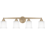 Quoizel Cecilia 4 Light 32" Wide Bathroom Vanity Light with Sandblasted Glass Shades Bronze Gold