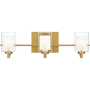 Quoizel Kolt 3 Light 21" Wide LED Bathroom Vanity Light with Outer Clear Glass and Heavy Sand Blast Inner Glass Brushed Gold