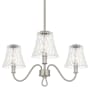 Quoizel McKinney 3 Light 22" Wide Taper Candle Chandelier with Swirl Glass Shades Brushed Nickel