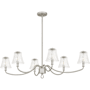 Quoizel McKinney 6 Light 44" Wide Taper Candle Linear Chandelier with Swirl Glass Shades Brushed Nickel