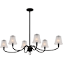 Quoizel McKinney 6 Light 44" Wide Taper Candle Linear Chandelier with Swirl Glass Shades Matte Black