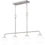 Quoizel Nielson 4 Light 36" Wide Linear Chandelier with Etched Opal Shades Brushed Nickel