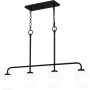 Quoizel Nielson 4 Light 36" Wide Linear Chandelier with Etched Opal Shades Matte Black