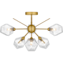 Quoizel Salvador 6 Light 24" Wide Semi-Flush Ceiling Fixture with Faceted Glass Shades Brushed Gold