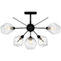 Quoizel Salvador 6 Light 24" Wide Semi-Flush Ceiling Fixture with Faceted Glass Shades Earth Black