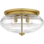 Quoizel Gatonby 4 Light 16" Wide Flush Mount Ceiling Fixture with Clear, Ribbed Glass Shade Brushed Gold