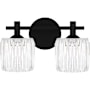 Quoizel Spade 2 Light 14" Wide Vanity Light with Ribbed Acrylic Shades Matte Black