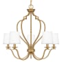 Quoizel Wilkins 5 Light 28" Wide Chandelier with Linen Shades Brushed Weathered Brass