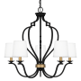 Quoizel Wilkins 5 Light 28" Wide Chandelier with Linen Shades Matte Black