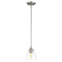 Quorum International Enclave 6" Wide Mini Pendant Satin Nickel / Clear Seeded
