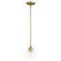 Quorum International Enclave 6" Wide Mini Pendant Aged Brass / Clear Seeded