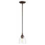 Quorum International Enclave 6" Wide Mini Pendant Oiled Bronze / Clear Seeded