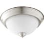 Quorum International 2 Light 14" Wide Flush Mount Bowl Ceiling Fixture Satin Nickel / Satin Opal