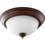 Quorum International 2 Light 14" Wide Flush Mount Bowl Ceiling Fixture Oiled Bronze / Satin Opal