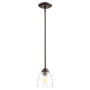 Quorum International Barkley 6" Wide Mini Pendant Oiled Bronze / Clear Seeded