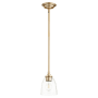 Quorum International Rossington 5" Wide Mini Pendant Aged Brass / Clear Seeded
