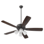 Quorum International Ovation 52" 5 Blade Indoor LED Ceiling Fan with Shades Matte Black