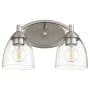 Quorum International Barkley 2 Light 14" Wide Vanity Light Satin Nickel / Clear Seeded