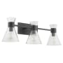 Quorum International Beldar 3 Light 28" Wide Vanity Light Matte Black / Clear Glass