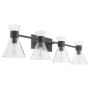 Quorum International Beldar 4 Light 38" Wide Vanity Light Matte Black / Clear Glass