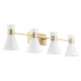 Quorum International Beldar 4 Light 38" Wide Vanity Light Aged Brass / Gloss Opal