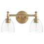 Quorum International Rossington 2 Light 17" Wide Vanity Light Aged Brass / Clear Seeded