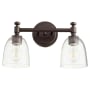 Quorum International Rossington 2 Light 17" Wide Vanity Light Oiled Bronze / Clear Seeded