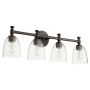 Quorum International Rossington 4 Light 30" Wide Vanity Light Oiled Bronze / Clear Seeded