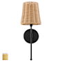 Quorum International Fairview 17" Tall Wall Sconce with Woven Rattan Shade Brushed Brass