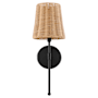 Quorum International Fairview 17" Tall Wall Sconce with Woven Rattan Shade Matte Black