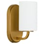 Quorum International Rutherford 9" Tall Bathroom Sconce with Satin Opal Shade Brushed Brass