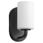 Quorum International Rutherford 9" Tall Bathroom Sconce with Satin Opal Shade Matte Black