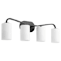Quorum International Rutherford 4 Light 32" Wide Vanity Light with Satin Opal Shades Matte Black