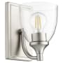 Quorum International Enclave 8" Tall Bathroom Sconce Satin Nickel / Clear Seeded