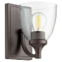 Quorum International Enclave 8" Tall Bathroom Sconce Oiled Bronze / Clear Seeded