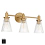 Quorum International Lawton 3 Light 22" Wide Vanity Light with Clear, Ribbed Glass Shades Matte Black