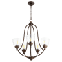 Quorum International Barkley 5 Light 24" Wide Chandelier Oiled Bronze / Clear Seeded