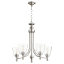 Quorum International Rossington 5 Light 25" Wide Chandelier Satin Nickel / Clear Seeded