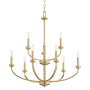 Quorum International Reyes 9 Light 32" Wide Candle Style Chandelier Aged Brass