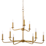 Quorum International Rutherford 9 Light 29" Wide Taper Candle Style Chandelier Brushed Brass