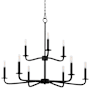 Quorum International Rutherford 9 Light 29" Wide Taper Candle Style Chandelier Matte Black