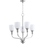 Quorum International Richmond 5 Light 24" Wide Chandelier with Satin Opal Shade Satin Nickel