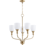Quorum International Richmond 5 Light 24" Wide Chandelier with Satin Opal Shade Aged Brass