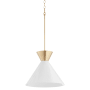 Quorum International Beldar 17" Wide Pendant Aged Brass / Gloss Opal