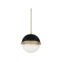 Quorum International Raymond 13" Wide Pendant Textured Black w/ Aged Brass